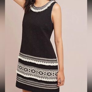 Anthropologie Meadow Rue Arctic Shift Dress Black White Textured Boho Sleeveless
